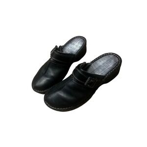 Eastland‎ Mae Women Black Leather Mules Clogs Buckle Slip On Shoes Size 7.5W